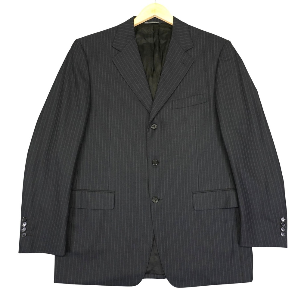 Canali Blazer Mens 50R EU 40R US Dark Gray Pinstripe Super 120s Wool 3-Button